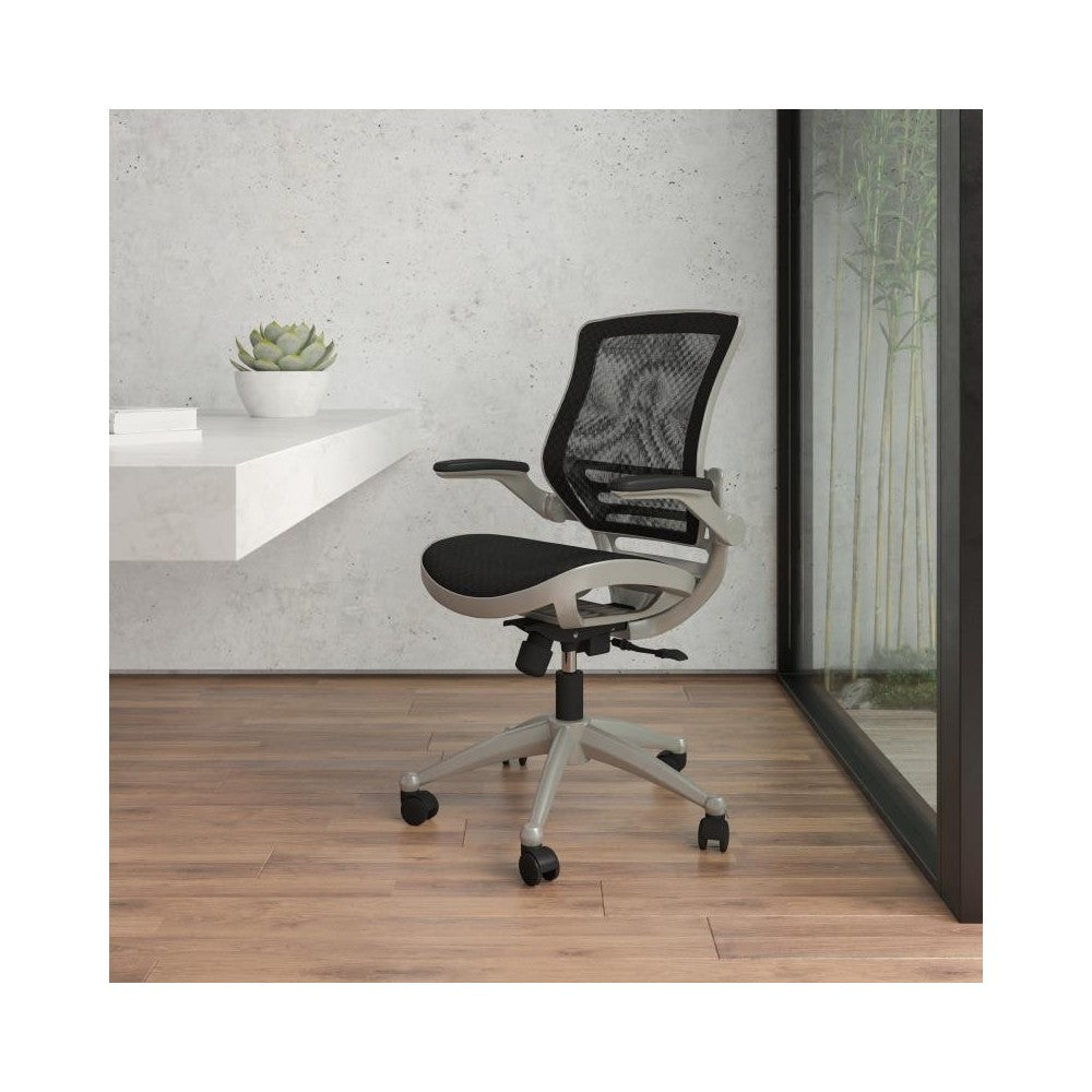 Flash Furniture Warfield Black Mid-Back Mesh Chair BL-8801X-BK-GR-GG