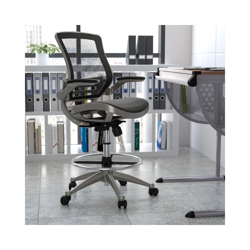Flash Furniture Waylon Black Mesh Drafting Chair BL-LB-8801X-D-BK-GR-GG