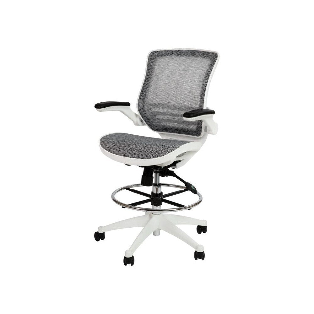 Flash Furniture Waylon Gray/White Mesh Drafting Chair BL-LB-8801X-D-GR-WH-GG