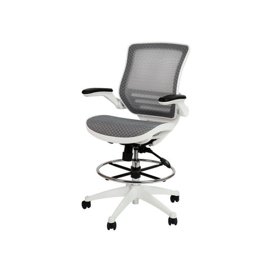 Flash Furniture Waylon Gray/White Mesh Drafting Chair BL-LB-8801X-D-GR-WH-GG