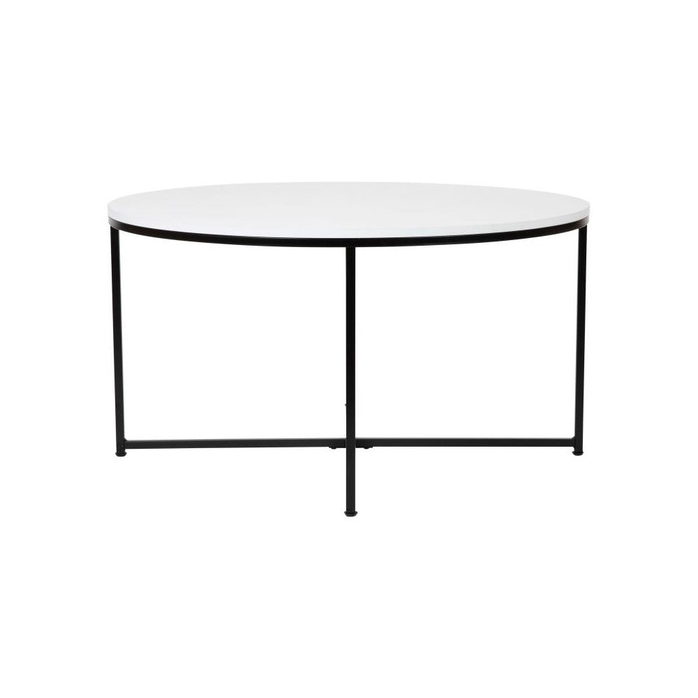 Flash Furniture White Coffee Table-Black Frame NAN-JH-1787CT-BK-GG