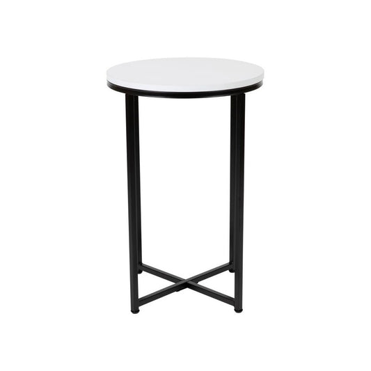 Flash Furniture White End Table-Black Frame NAN-JH-1787ET-BK-GG