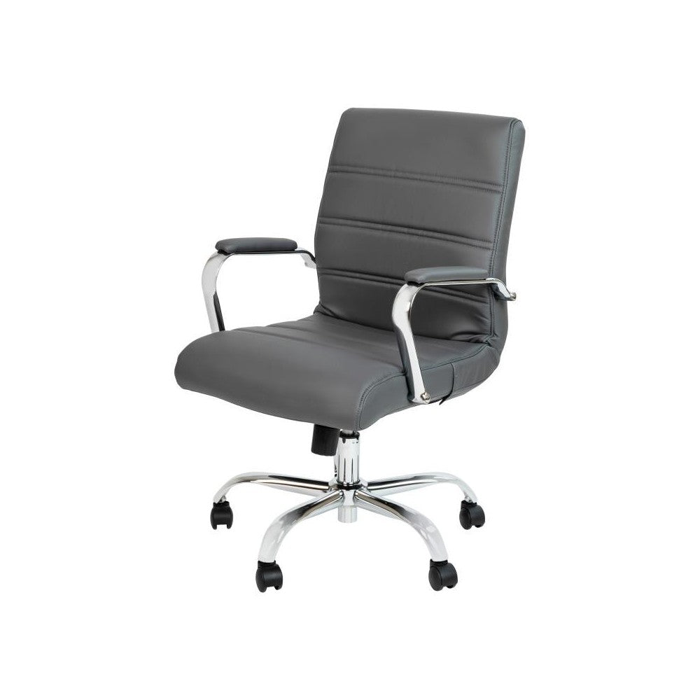 Flash Furniture Whitney Gray Mid-Back Leather Chair GO-2286M-GR-GG