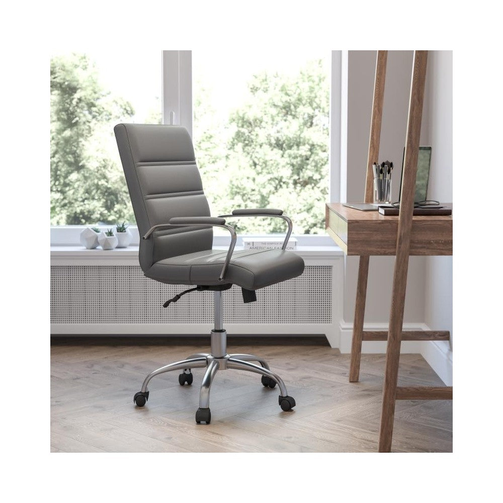 Flash Furniture Whitney Gray Mid-Back Leather Chair GO-2286M-GR-GG