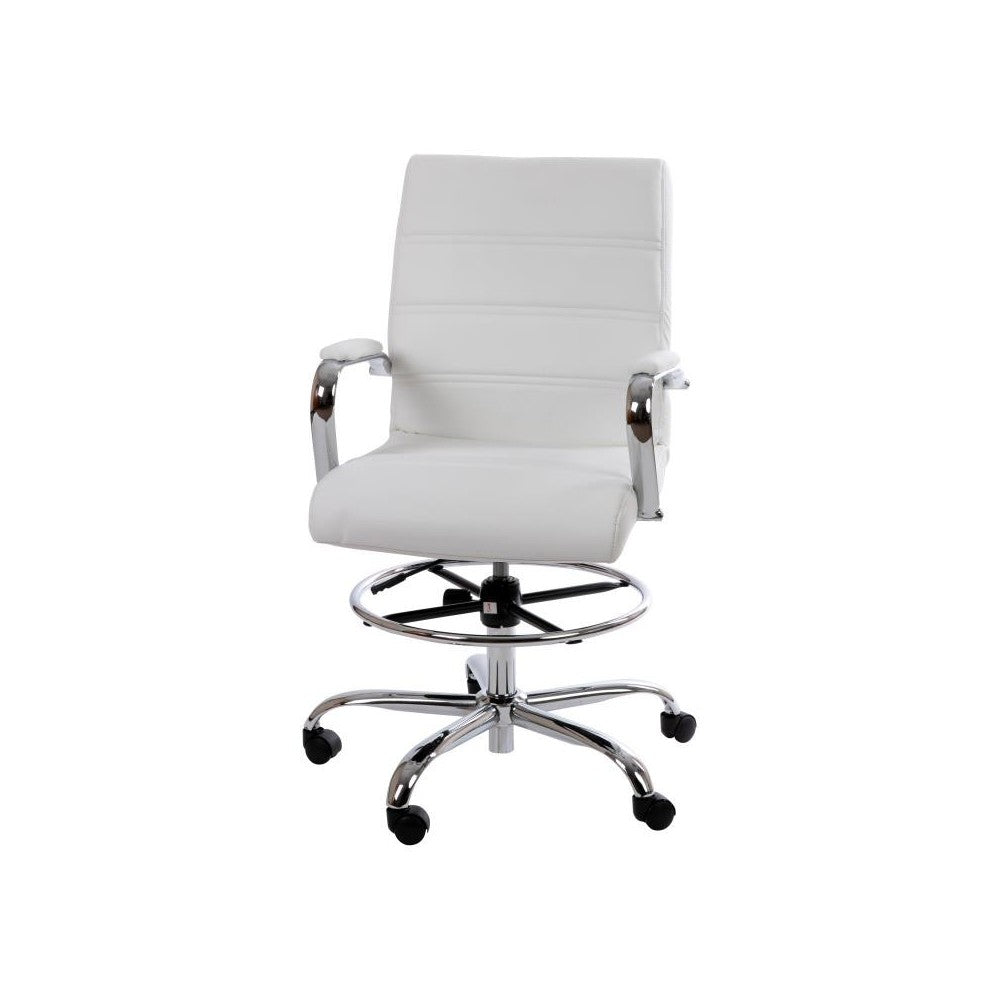 Flash Furniture Whitney White LeatherSoft Draft Chair GO-2286B-WH-GG