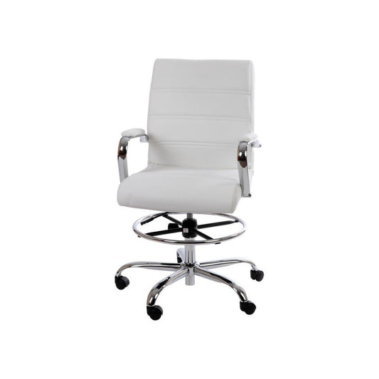 Flash Furniture Whitney White LeatherSoft Draft Chair GO-2286B-WH-GG