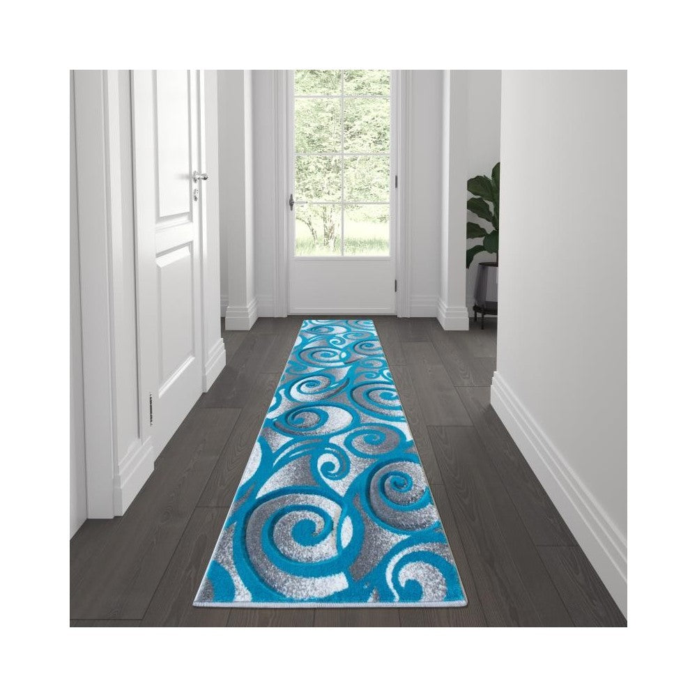 Flash Furniture Willow Collection Turquoise 2' x 7' Area Rug ACD-RG241-27-TQ-GG