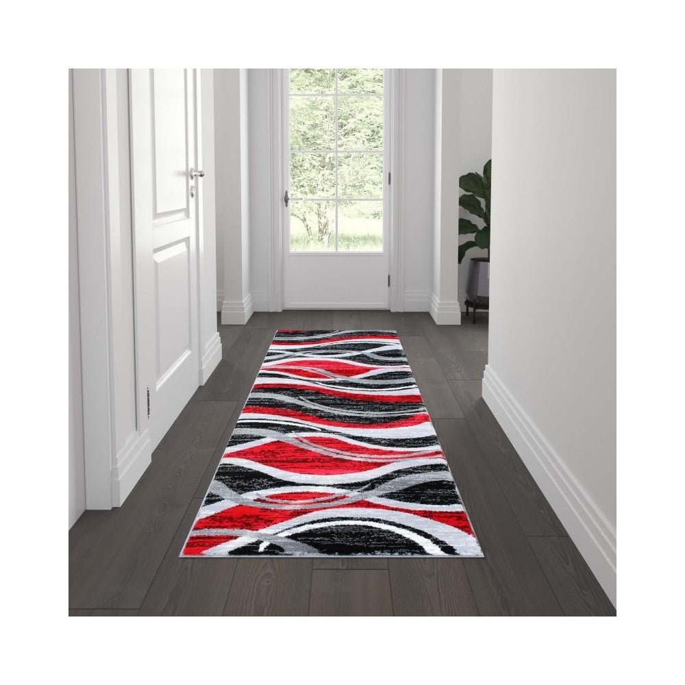 Flash Furniture Wisp Collection 2x7 Red Ripple Area Rug OKR-RG1109-27-RD-GG