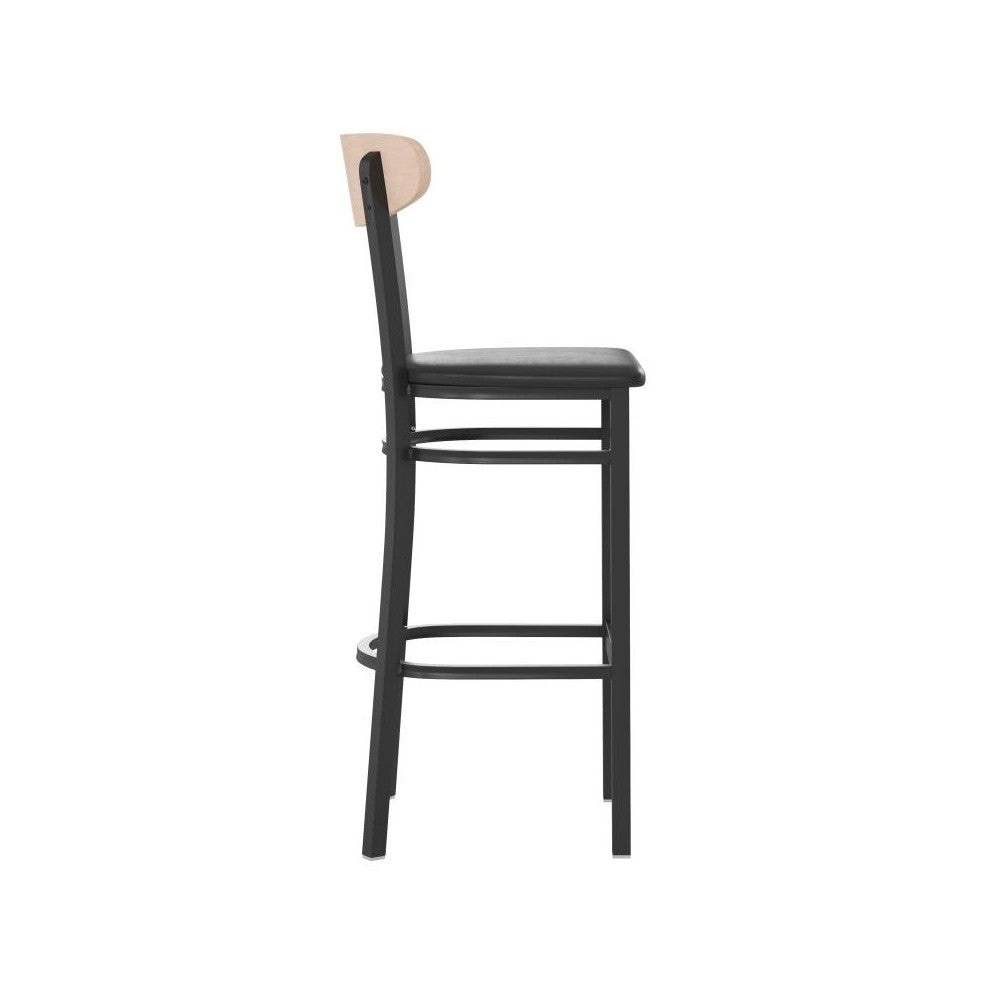 Flash Furniture Wright 2PK Black Vinyl/Wood Barstool 2-XU-DG6V6BV-NAT-GG