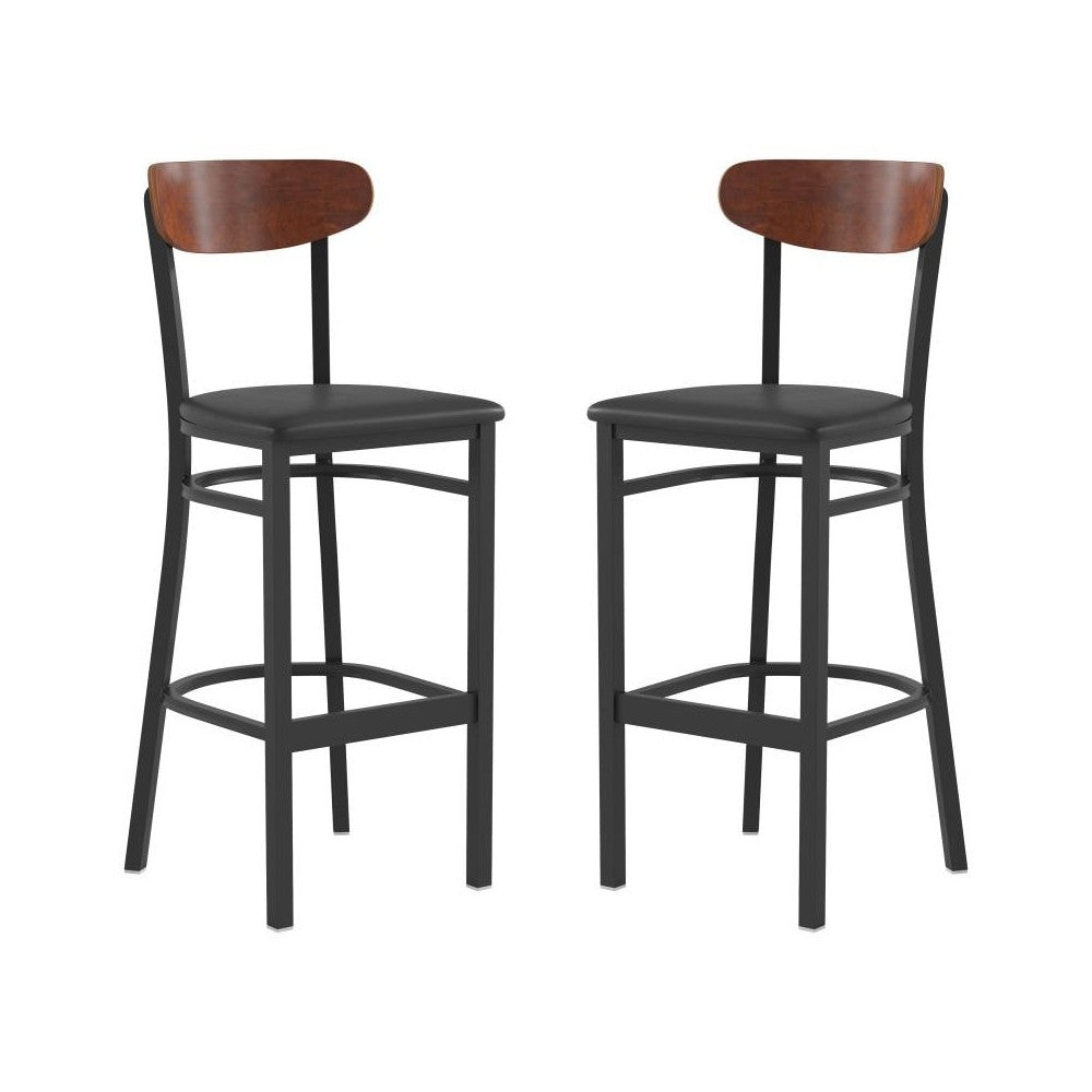 Flash Furniture Wright 2PK Black Vinyl/Wood Barstool 2-XU-DG6V6BV-WAL-GG