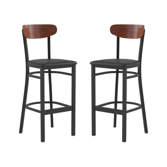 Flash Furniture Wright 2PK Black Vinyl/Wood Barstool 2-XU-DG6V6BV-WAL-GG