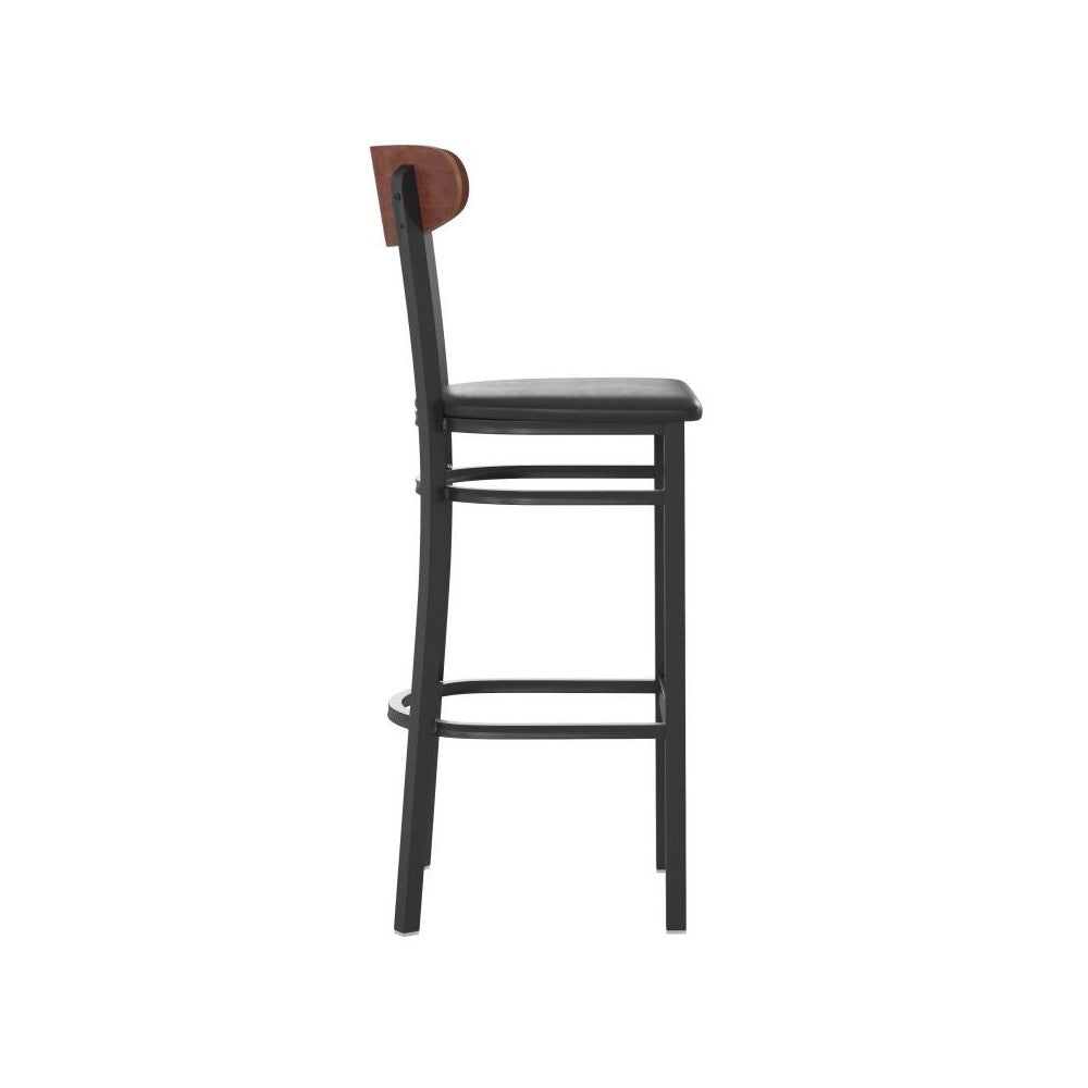 Flash Furniture Wright 2PK Black Vinyl/Wood Barstool 2-XU-DG6V6BV-WAL-GG