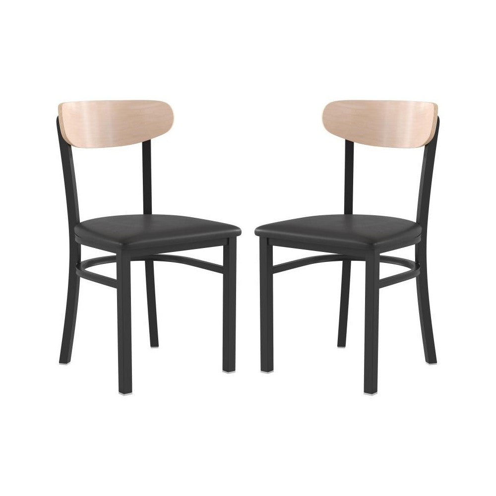 Flash Furniture Wright 2PK Black Vinyl/Wood Chair 2-XU-DG6V5BV-NAT-GG