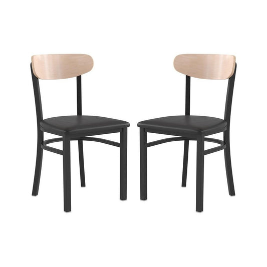 Flash Furniture Wright 2PK Black Vinyl/Wood Chair 2-XU-DG6V5BV-NAT-GG