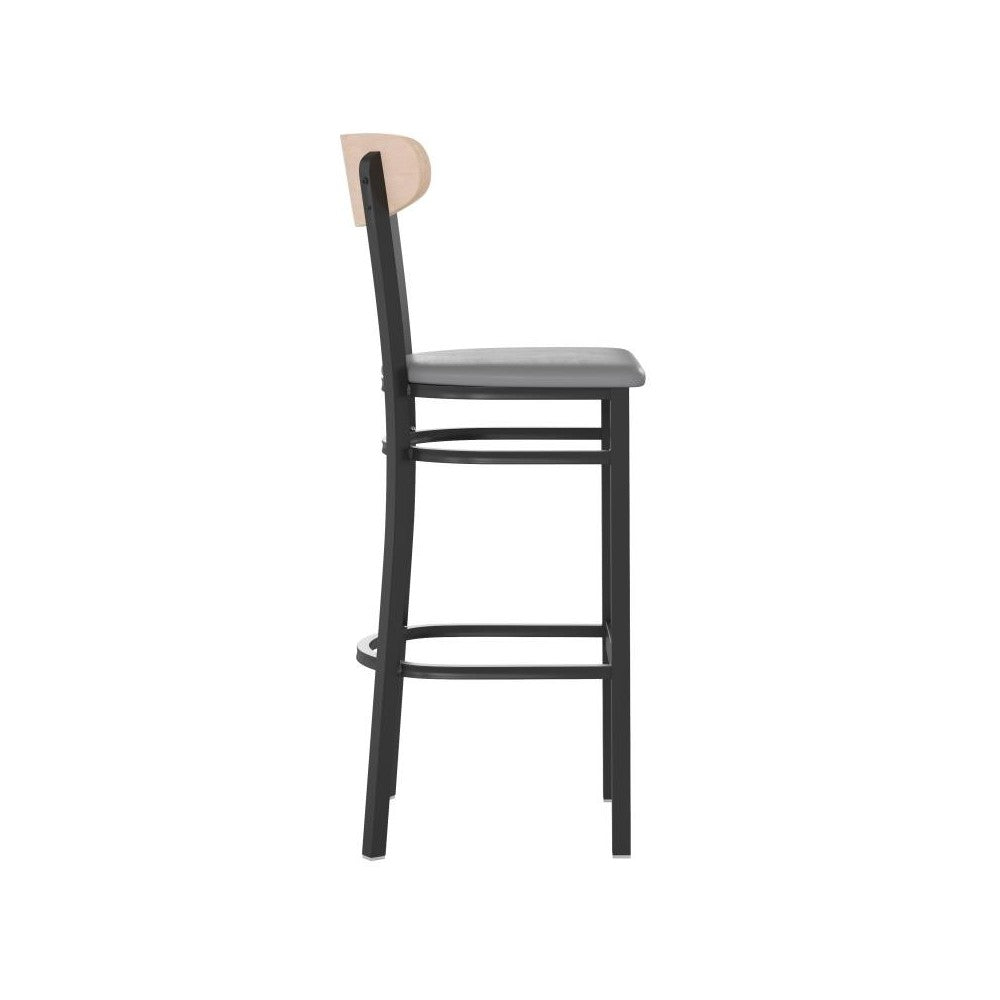 Flash Furniture Wright 2PK Gray Vinyl/Wood Barstool 2-XU-DG6V6GYV-NAT-GG