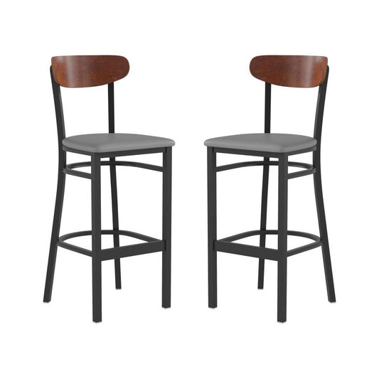 Flash Furniture Wright 2PK Gray Vinyl/Wood Barstool 2-XU-DG6V6GYV-WAL-GG