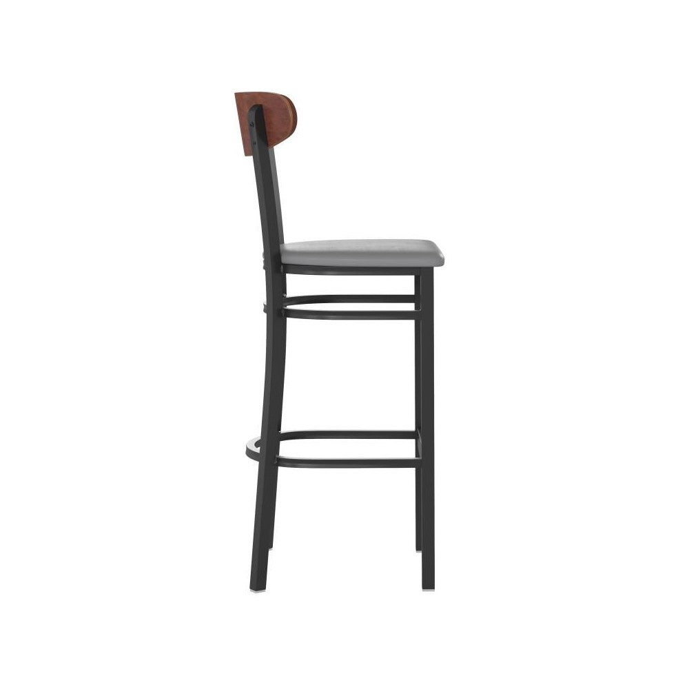 Flash Furniture Wright 2PK Gray Vinyl/Wood Barstool 2-XU-DG6V6GYV-WAL-GG