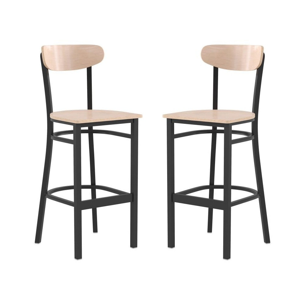 Flash Furniture Wright 2PK Natural Metal & Wood Stool 2-XU-DG6V6B-NAT-GG