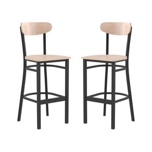 Flash Furniture Wright 2PK Natural Metal & Wood Stool 2-XU-DG6V6B-NAT-GG