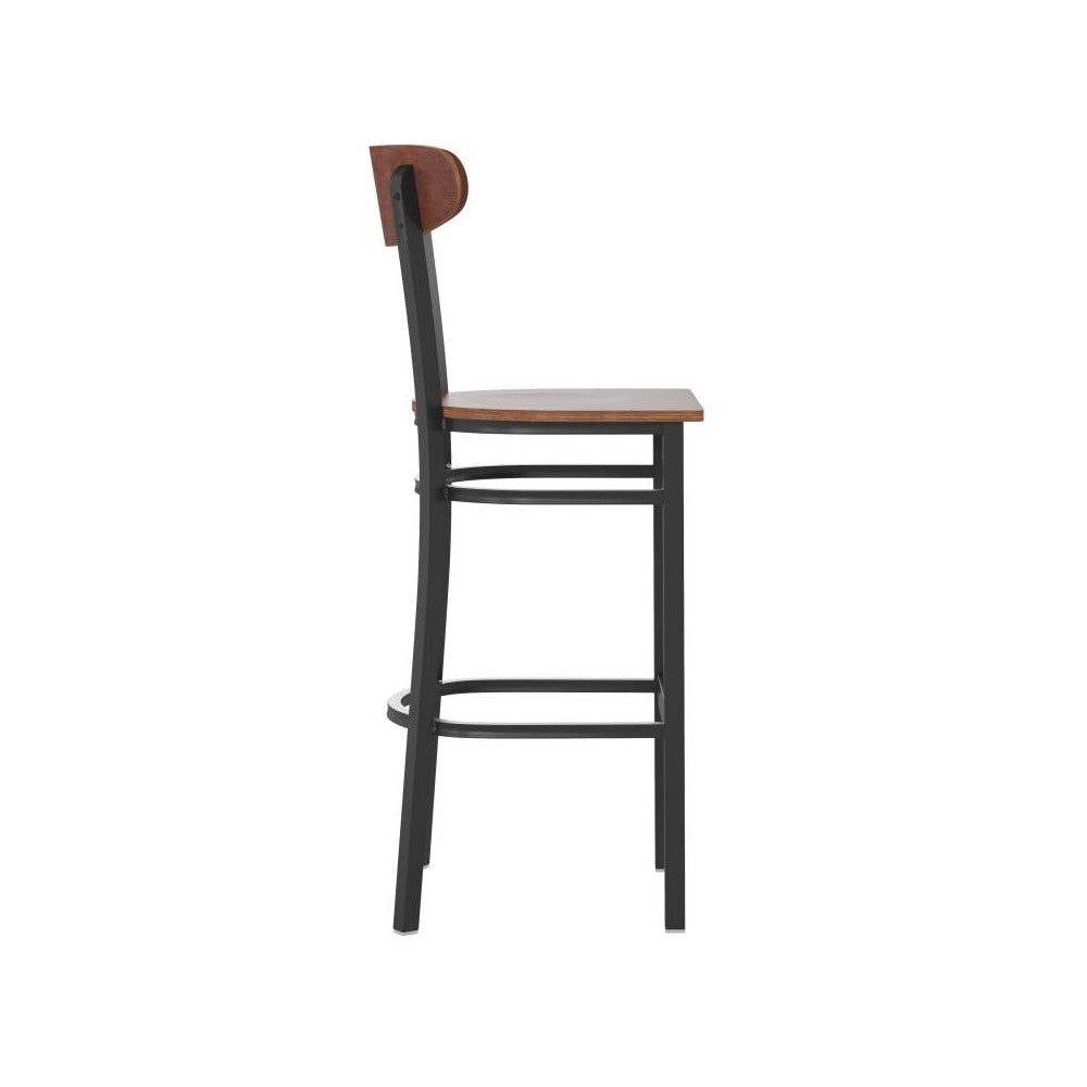 Flash Furniture Wright 2PK Walnut Metal & Wood Stool 2-XU-DG6V6B-WAL-GG