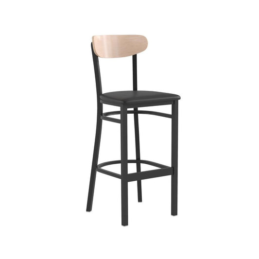 Flash Furniture Wright Black Vinyl/Wood Back Barstool XU-DG6V6BV-NAT-GG