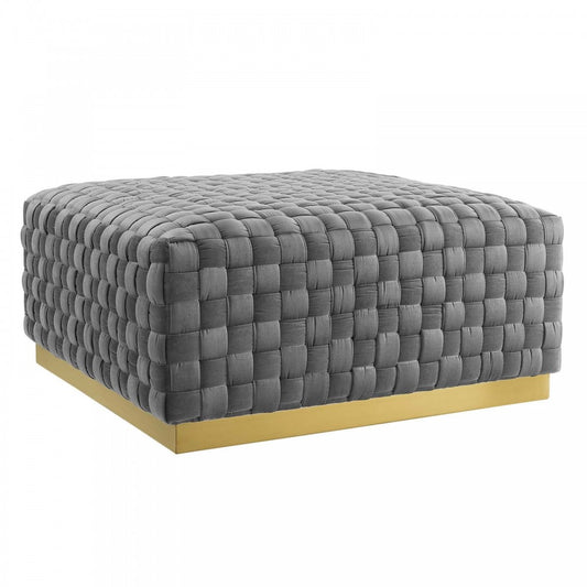 Florence Square Performance Velvet Ottoman, Gray