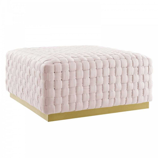 Florence Square Performance Velvet Ottoman, Pink