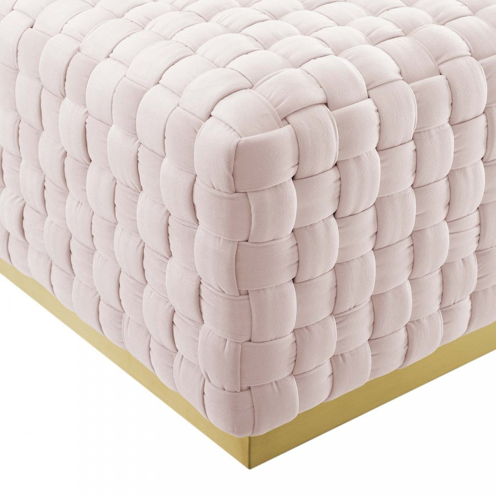 Florence Square Performance Velvet Ottoman, Pink