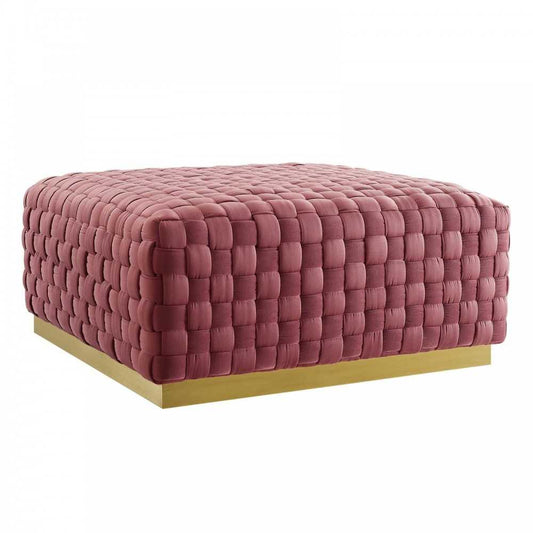 Florence Square Performance Velvet Ottoman, Dusty Rose