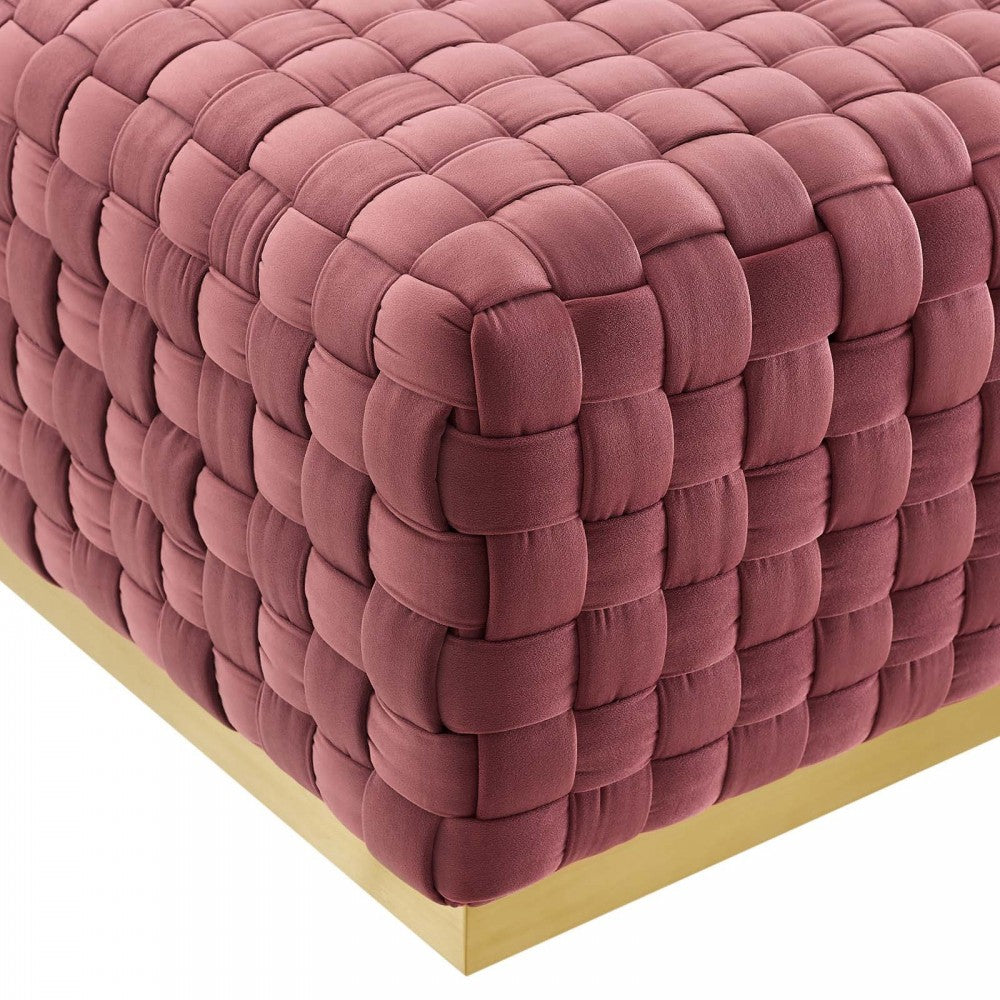 Florence Square Performance Velvet Ottoman, Dusty Rose