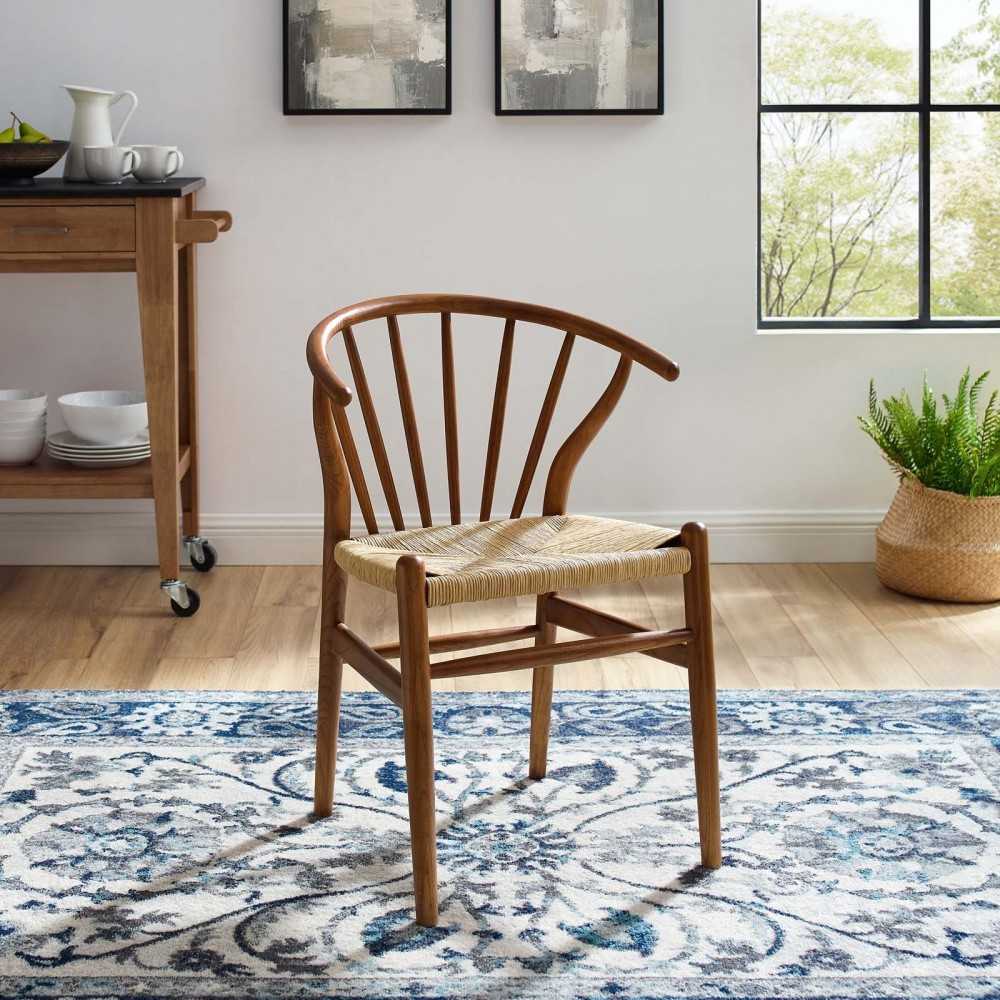 Flourish Spindle Wood Dining Side Chair, Walnut
