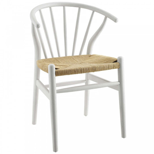 Flourish Spindle Wood Dining Side Chair, White