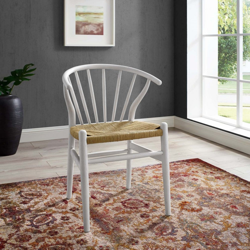 Flourish Spindle Wood Dining Side Chair, White