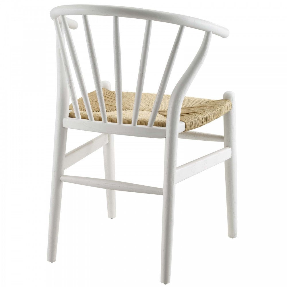 Flourish Spindle Wood Dining Side Chair, White
