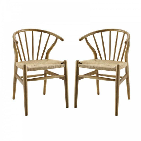 Flourish Spindle Wood Dining Side Chair Set of 2, Natural
