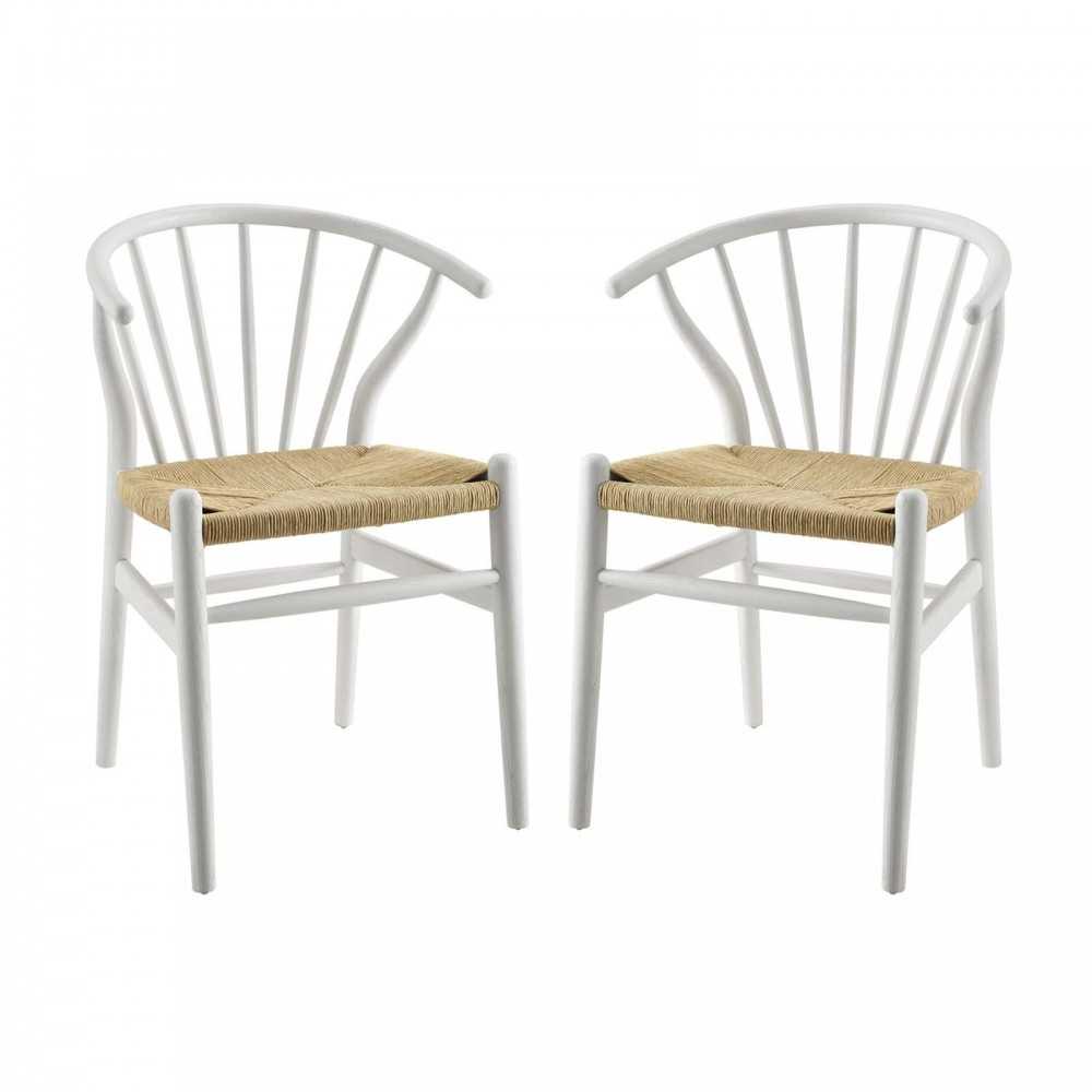 Flourish Spindle Wood Dining Side Chair Set of 2, White