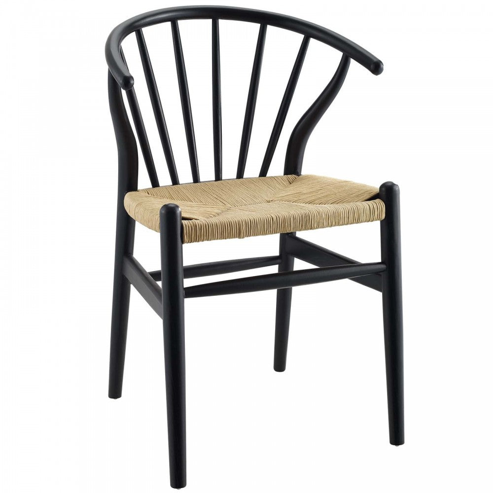 Flourish Spindle Wood Dining Side Chair Set of 2, Black