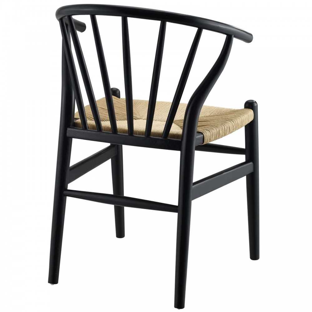 Flourish Spindle Wood Dining Side Chair Set of 2, Black
