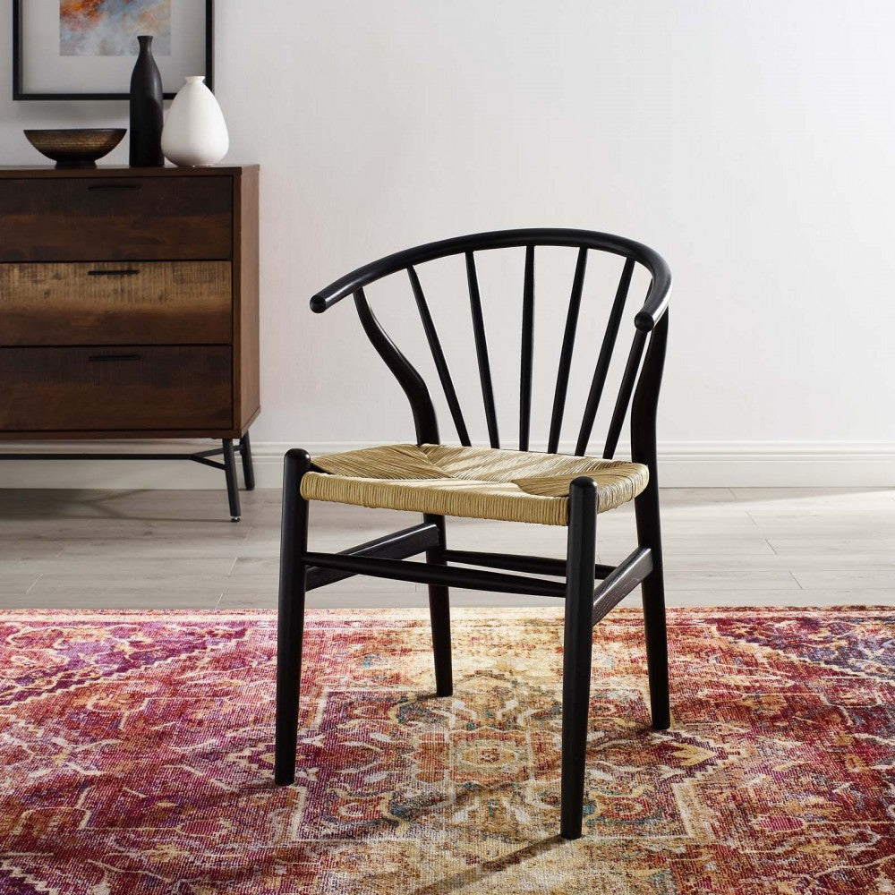 Flourish Spindle Wood Dining Side Chair, Black