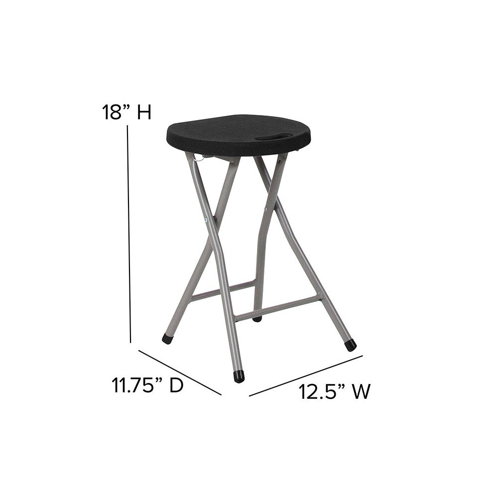 Foldable Stool with Black Plastic Seat and Titanium Gray Frame