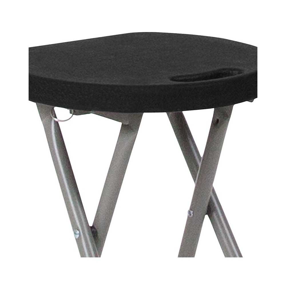 Foldable Stool with Black Plastic Seat and Titanium Gray Frame