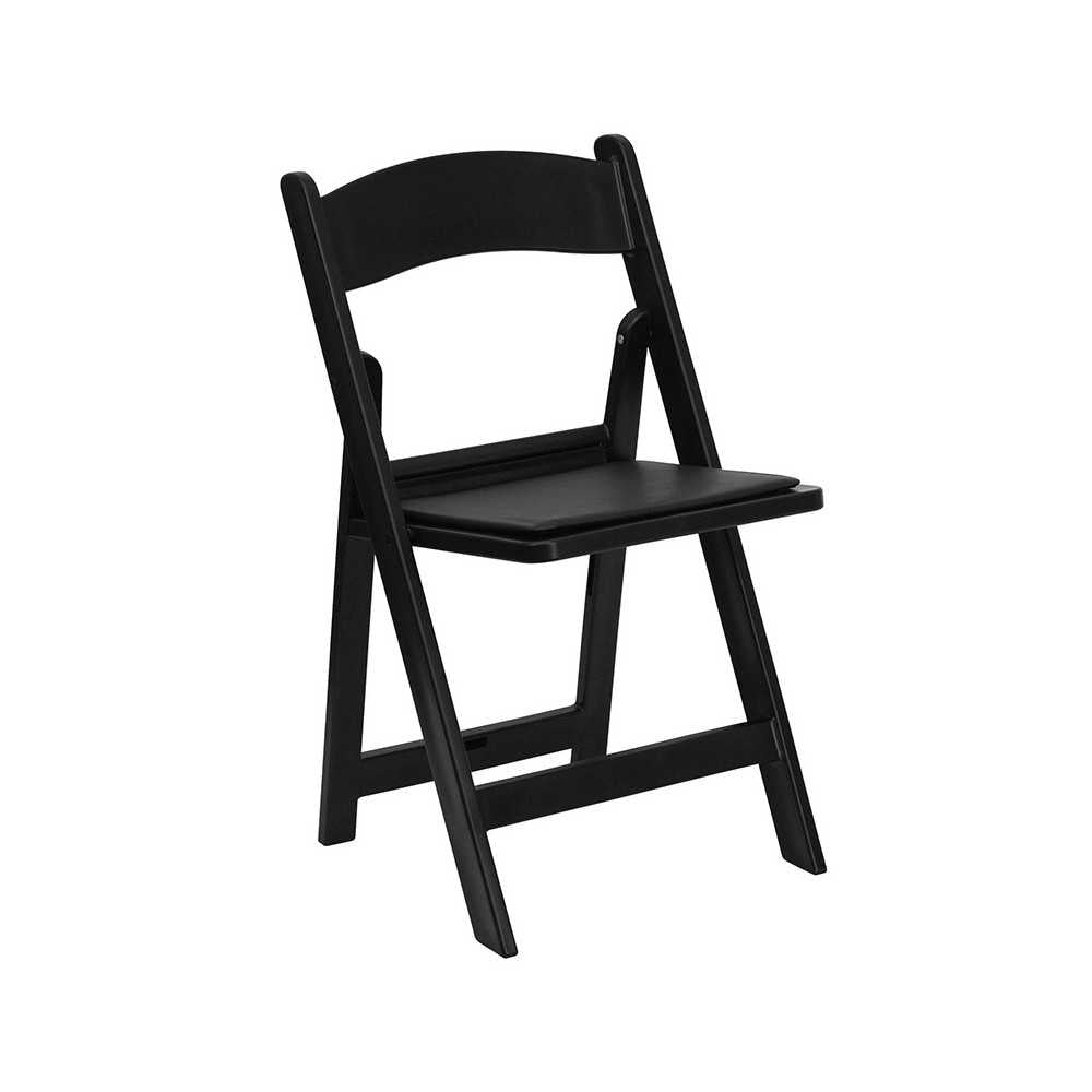 Folding Chairs with Padded Seats | Set of 2 Black Resin Folding Chair with Vinyl Padded Seat