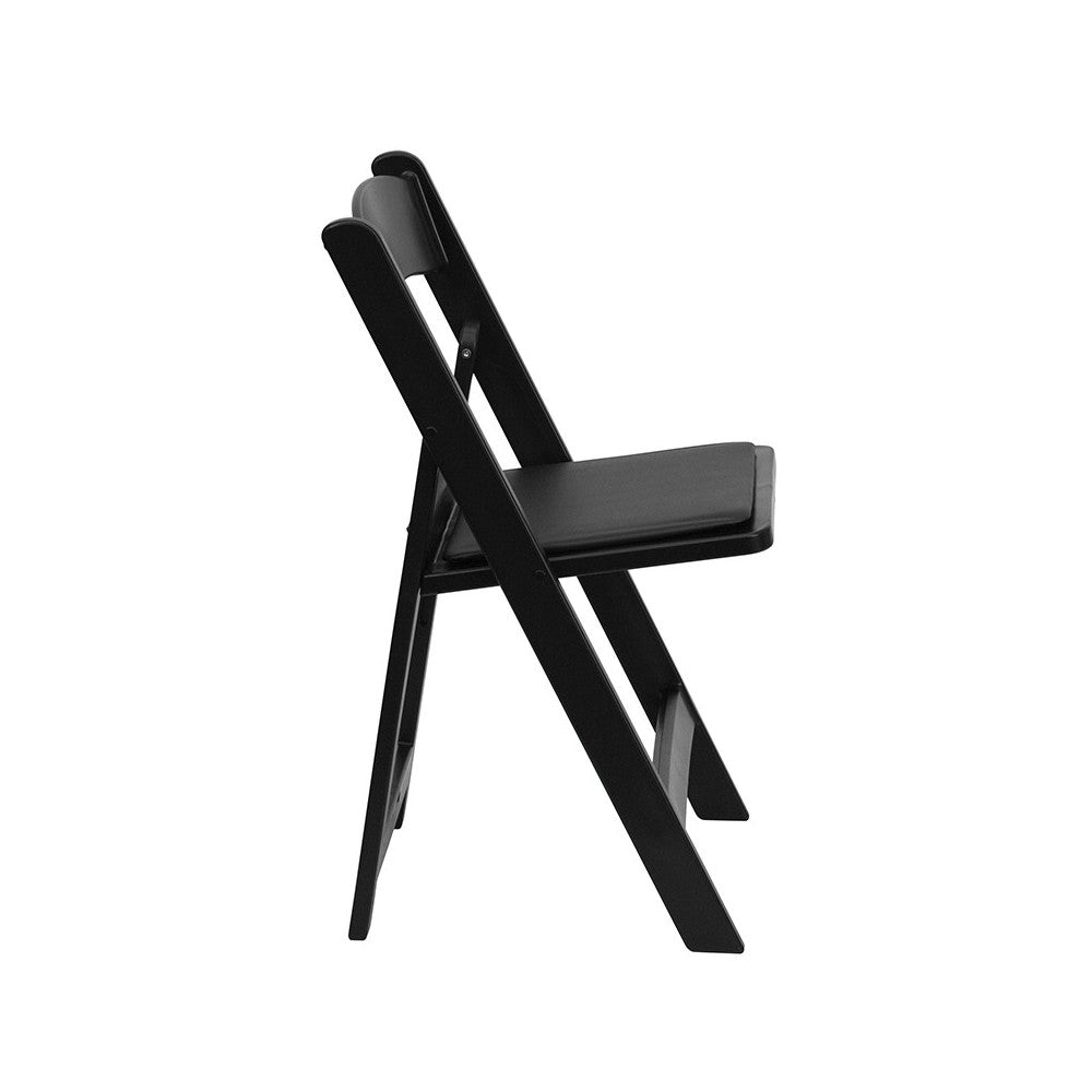 Folding Chairs with Padded Seats | Set of 2 Black Resin Folding Chair with Vinyl Padded Seat