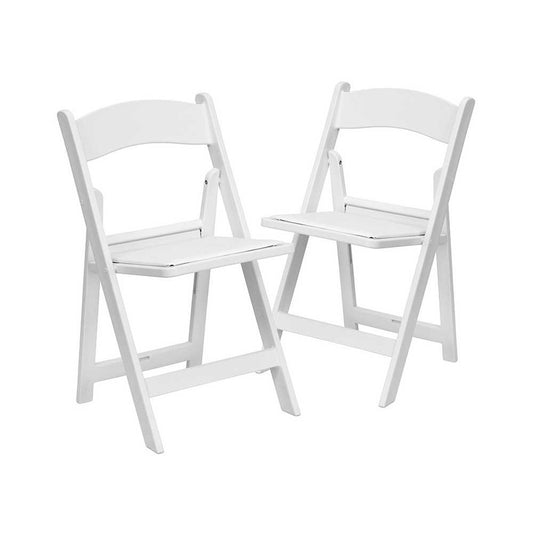 Folding Chairs with Padded Seats | Set of 2 White Resin Folding Chair with Vinyl Padded Seat