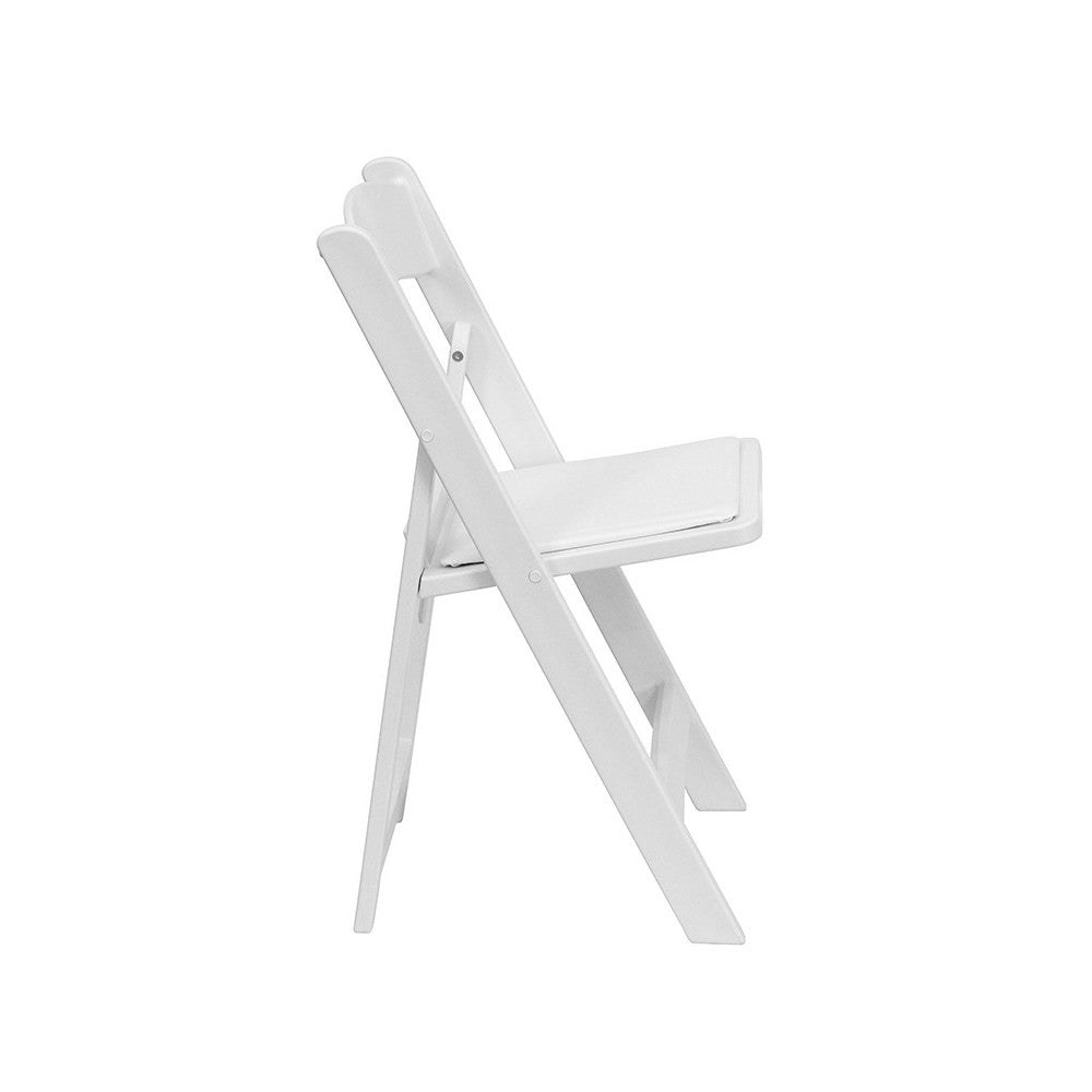 Folding Chairs with Padded Seats | Set of 2 White Resin Folding Chair with Vinyl Padded Seat