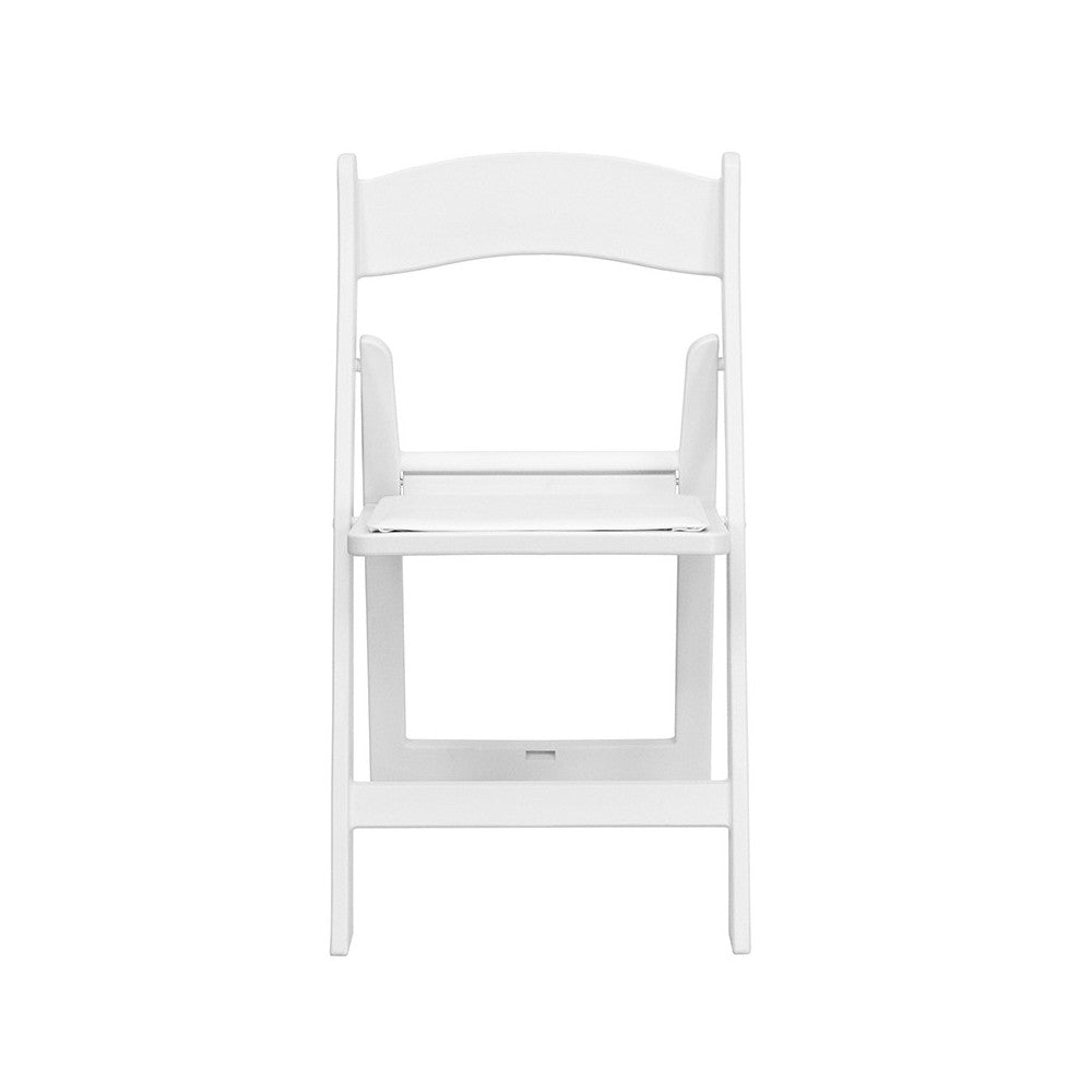 Folding Chairs with Padded Seats | Set of 2 White Resin Folding Chair with Vinyl Padded Seat