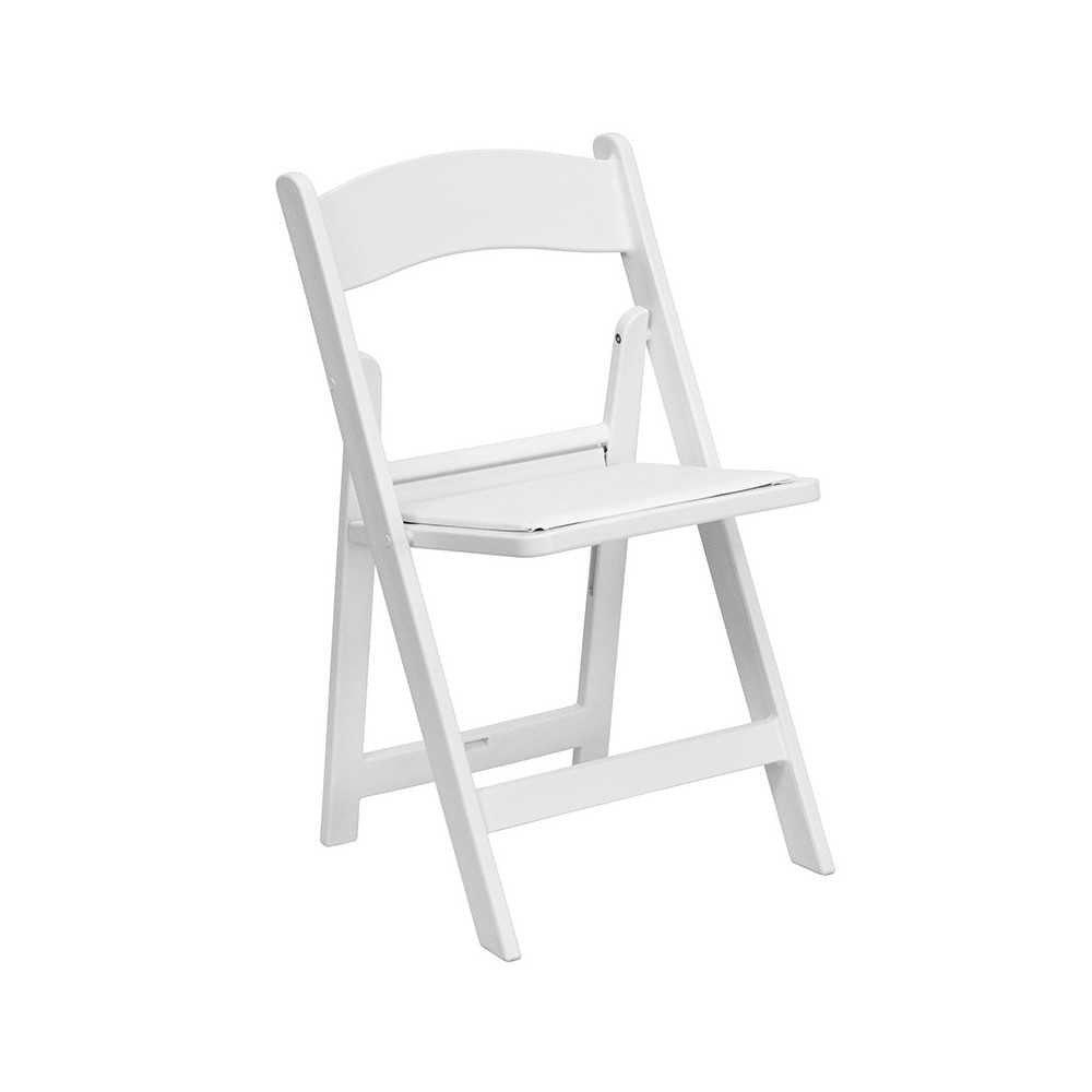 Folding Chairs with Padded Seats | Set of 2 White Resin Folding Chair with Vinyl Padded Seat