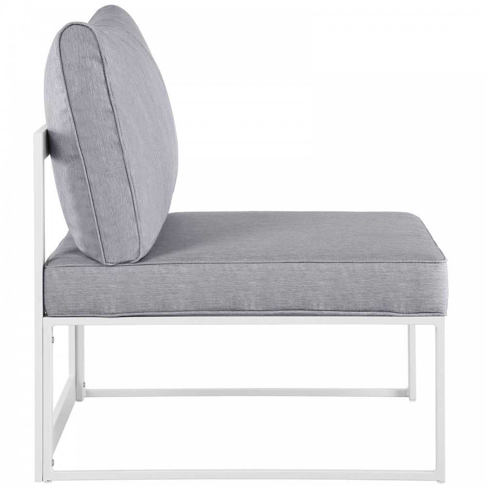 Fortuna 5 Piece Outdoor Patio Sectional Sofa Set, White Gray, EEI-1724-WHI-GRY-SET
