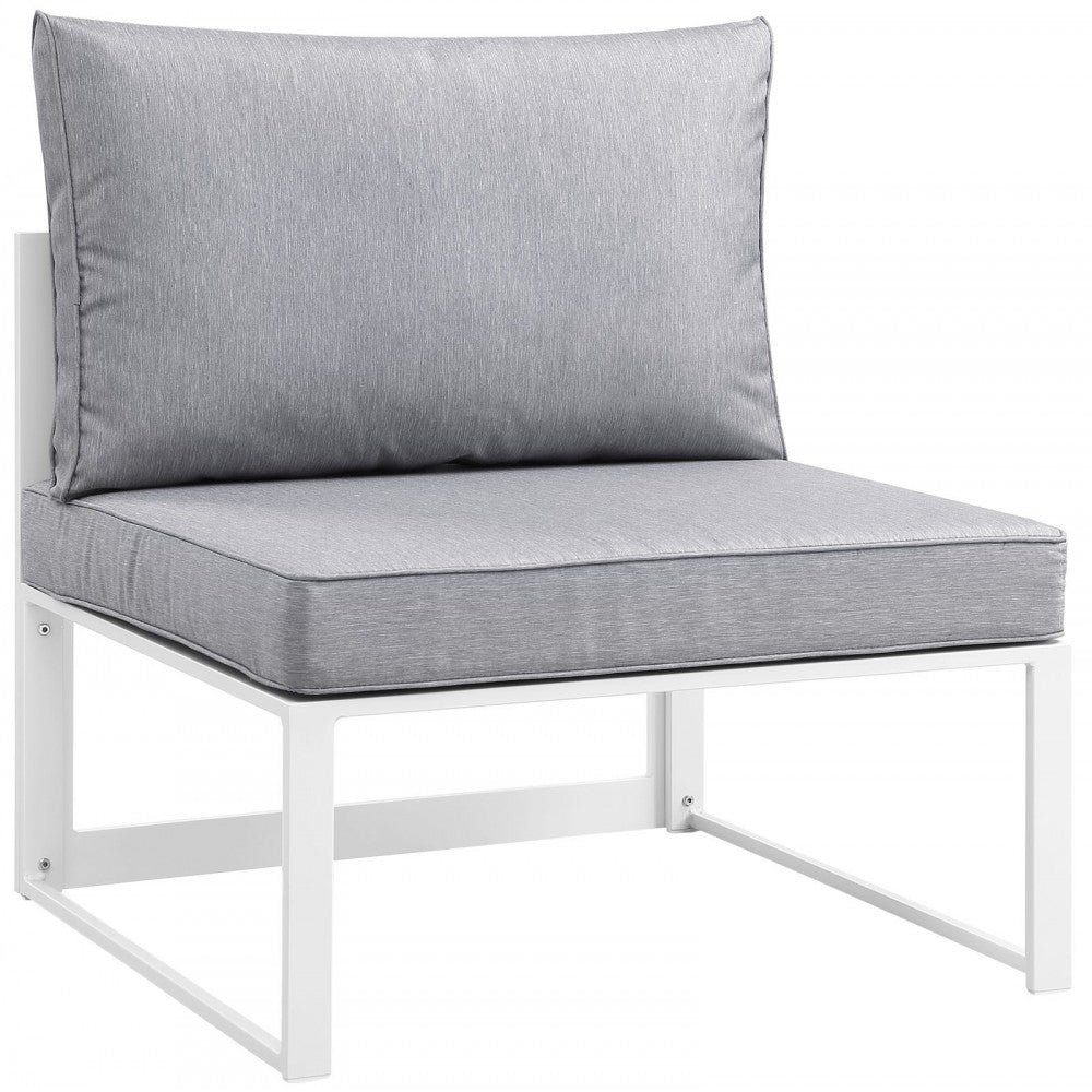 Fortuna 6 Piece Outdoor Patio Sectional Sofa Set, White Gray, EEI-1731-WHI-GRY-SET