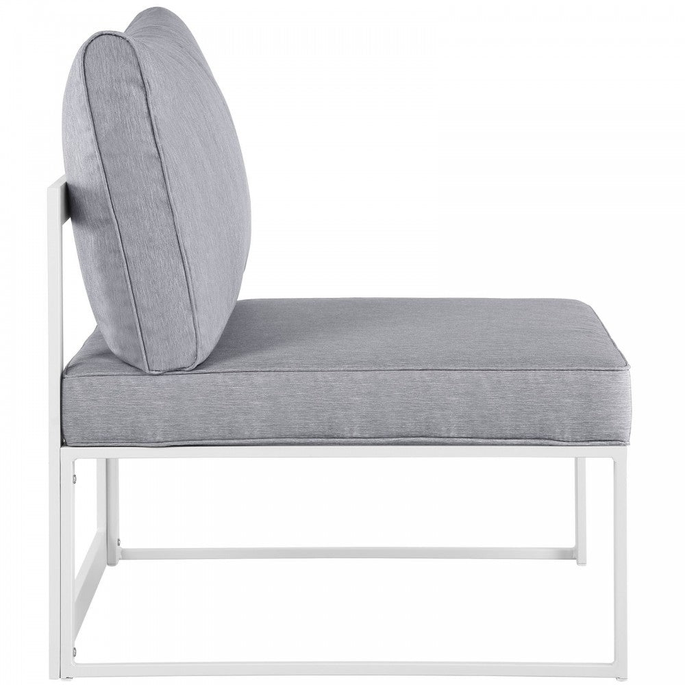 Fortuna 7 Piece Outdoor Patio Sectional Sofa Set, White Gray, EEI-1729-WHI-GRY-SET